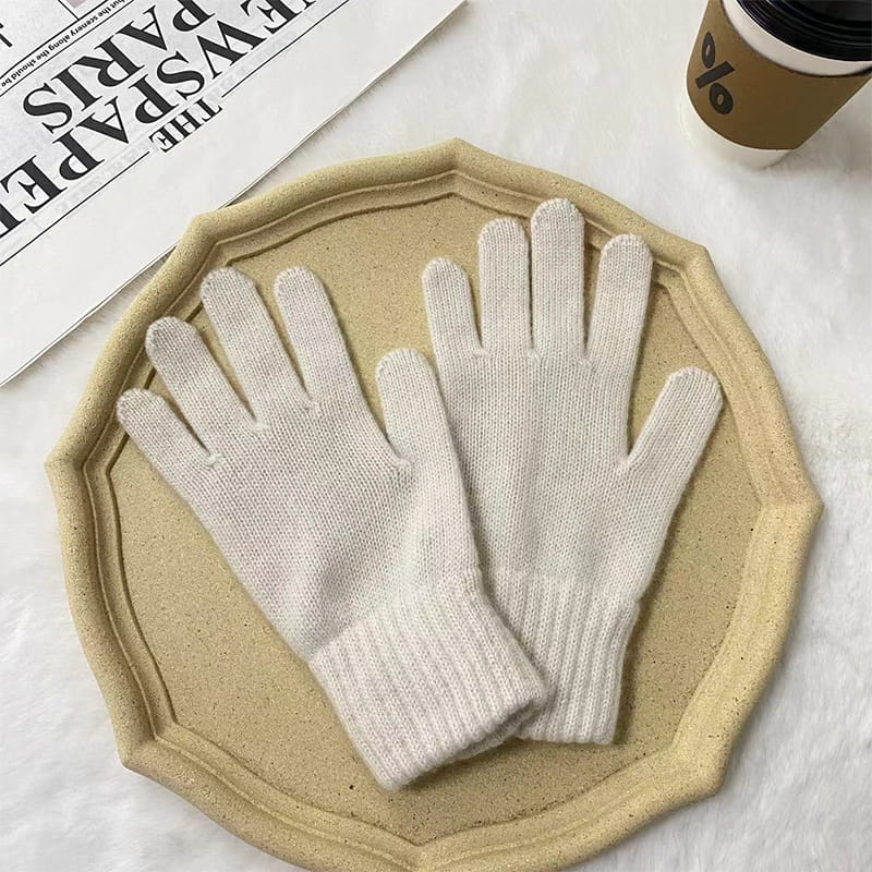 Găng tay dệt kim bằng len polyester màu ấm