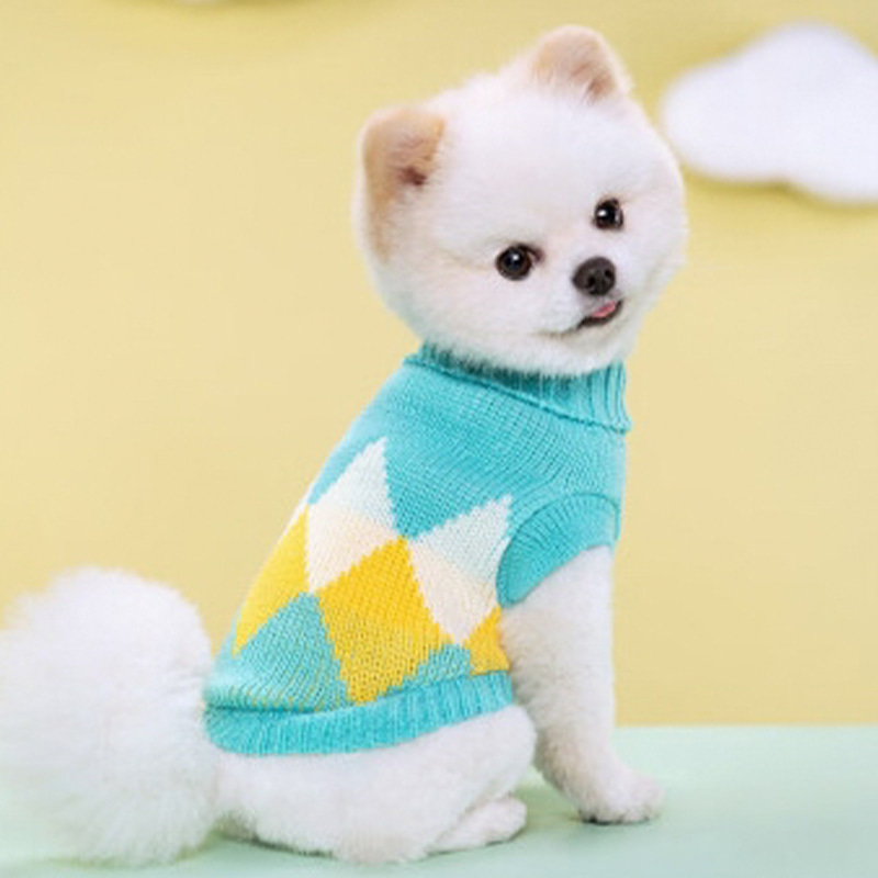 Áo len dệt kim ấm áp cho thú cưng Rowan kẻ sọc màu xanh