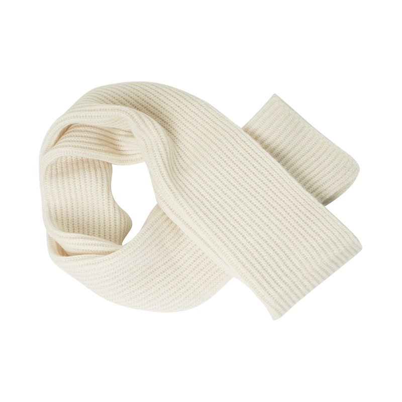 Khăn quàng cổ mùa đông dệt kim có gân mềm màu trắng